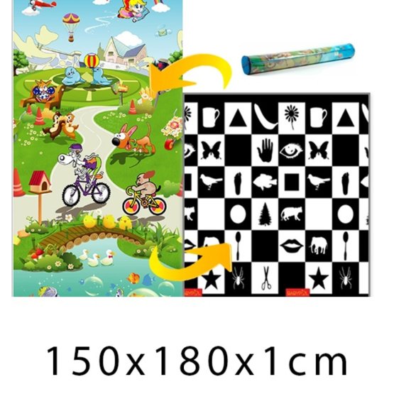 Detský penový koberec - šachovnica + rozprávkový svet - 150x180x1 cm