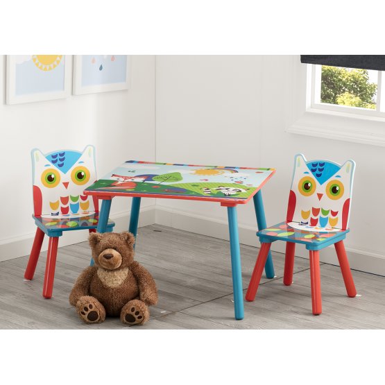 Detský stôl so stoličkami - lesné zvieratká