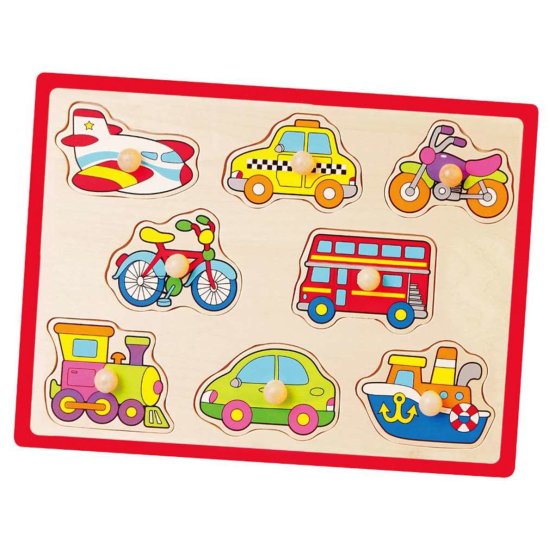 Detské drevené puzzle s úchytmi Viga Vozidlá Multicolor