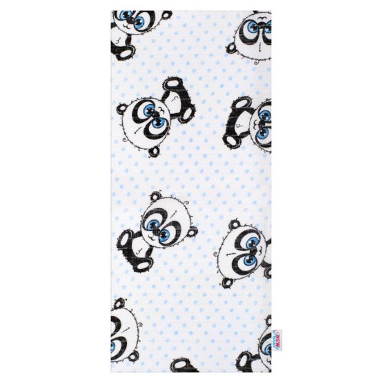 Bavlnená plienka s potlačou New Baby biela panda modrou bodkou