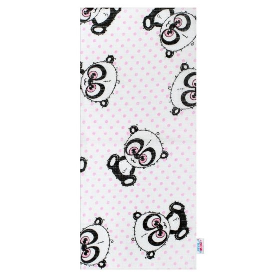 Bavlnená plienka s potlačou New Baby biela panda ružovou bodkou