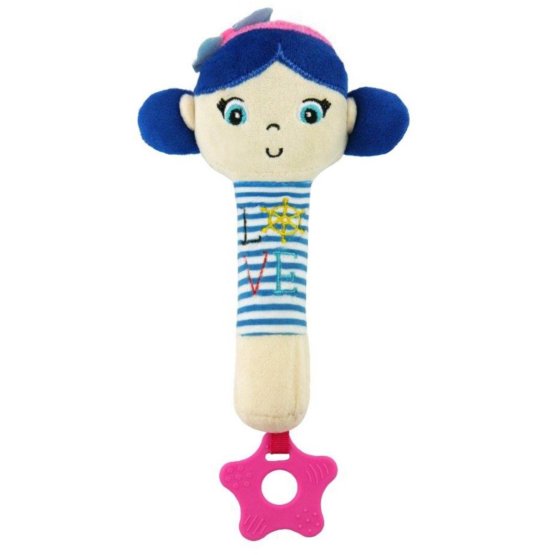 Detská pískacia plyšová hračka s hryzátkom Baby Mix námorník dievča blue Modrá