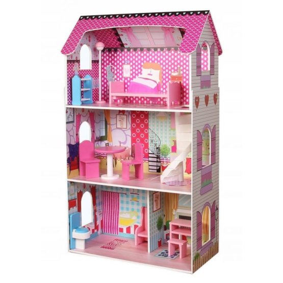 Drevený domček pre bábiky Ružová víla