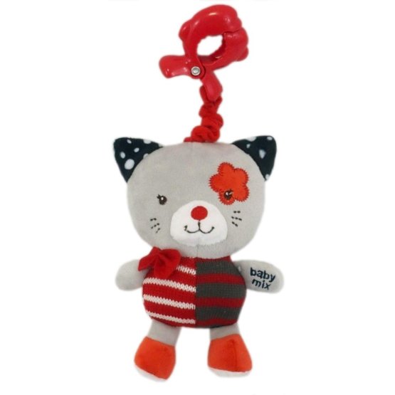 Detská plyšová hračka s hracím strojčekom Baby Mix mačička červená