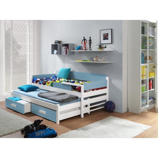 Detská posteľ Dois - biela-modrá