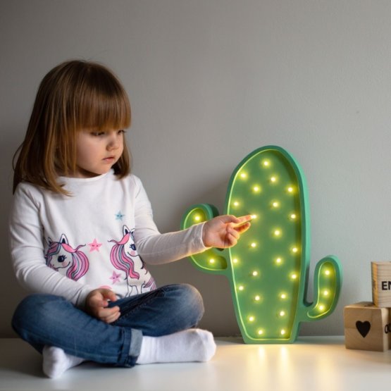 Detské drevené svietidlo LED svietidlo Kaktus