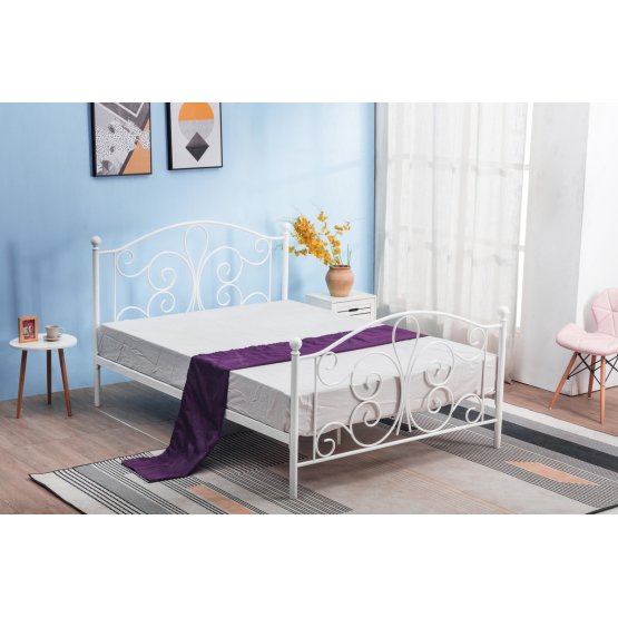 Kovová posteľ PANAMA 120x200 cm - biela