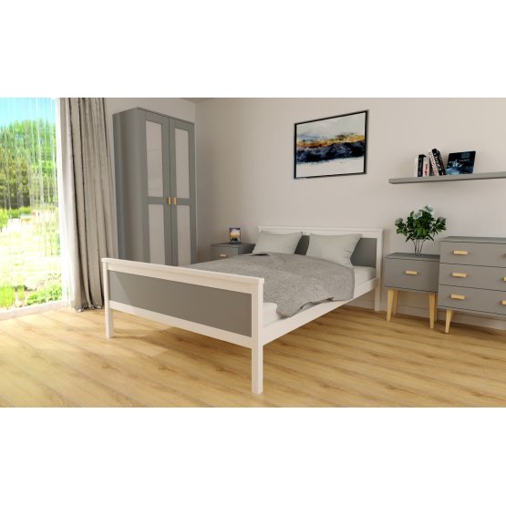 Drevená posteľ Ikar 200 x 90 cm - šedo-biela