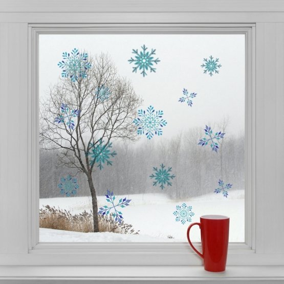 Vianočná dekorácia na okno - Snehové vločky