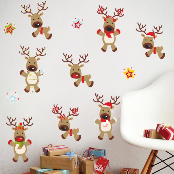 Vianočná dekorácia na stenu - soby