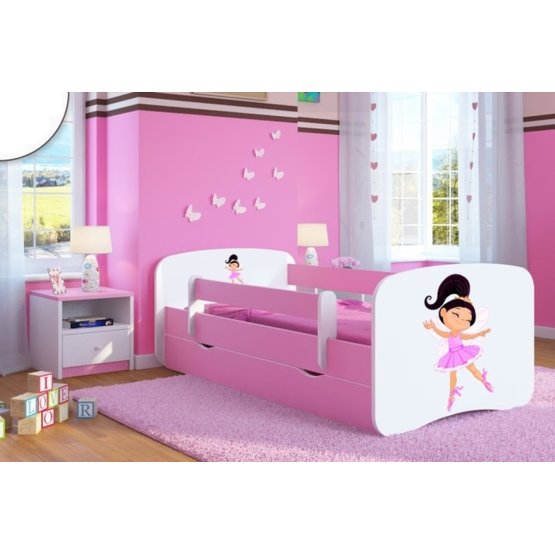 OURBABY detská posteľ so zábranou - baletka - ružová