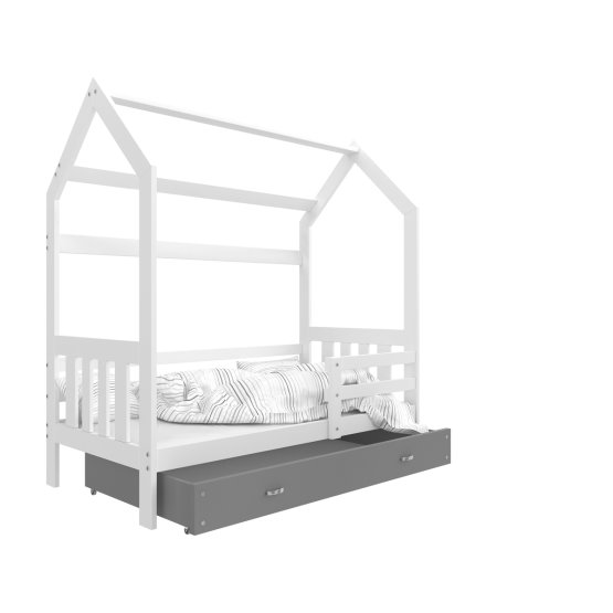 Detská posteľ domček Filip - bielo-šedá