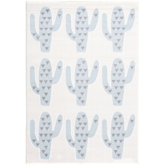 Detský koberec Kaktus - krémovo-modrý