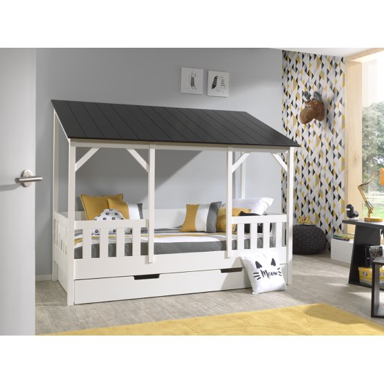 Detská posteľ v tvare domčeka Charlotte - čierna