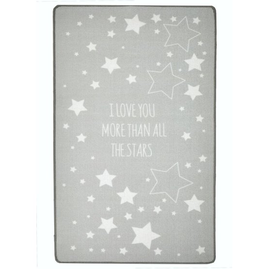 Detský koberec LOVE YOU STARS - strieborno-šedý/biely
