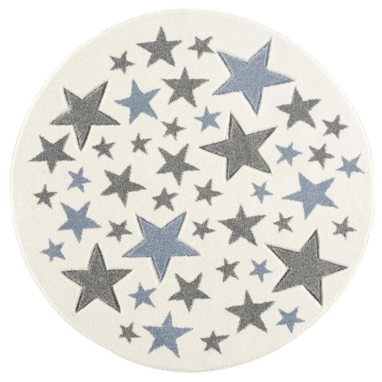 Detský koberec Stella Round - krémovo-modrý