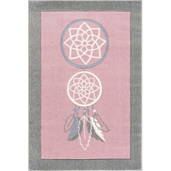 Detský koberec Lapač snov - ružovo-šedý