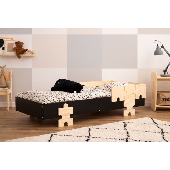 Univerzálna posteľ Puzzle so zábranou - čierna