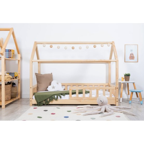 Detská posteľ domček so zábranou Tea - prírodná