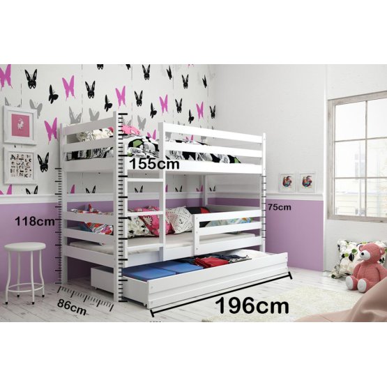 Detská poschodová posteľ ERIKA - biela