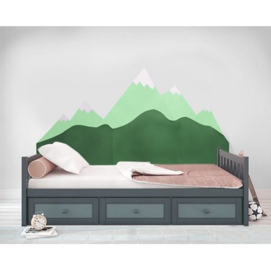Penová ochrana steny za posteľ Hory - zelená