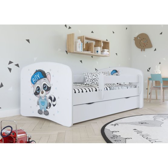 Detská posteľ sa zábranou - Medvedík čistotný - biela