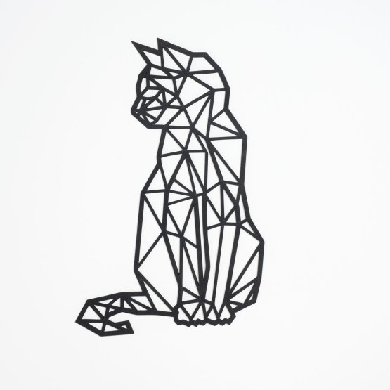 Drevený geometrický obraz - Mačka - rôzne farby Farba: čierna