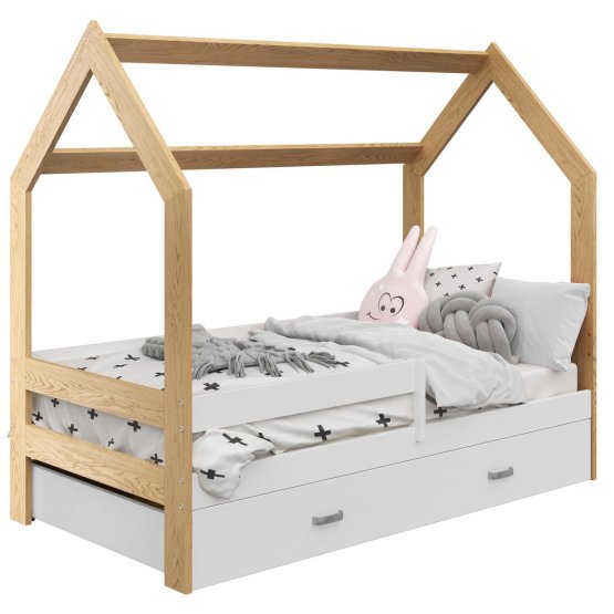 Domčeková posteľ Paula so zábranou 160 x 80 cm - biela / borovica