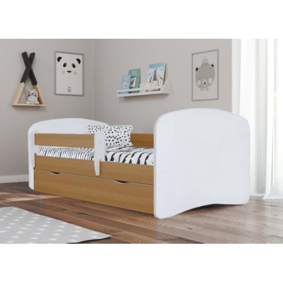 OURBABY detská posteľ so zábranou - buk a biela
