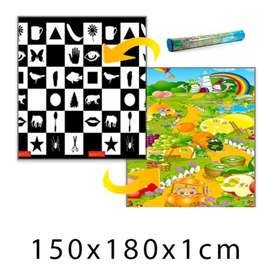 Detský penový koberec Šachovnica + Ovocný raj 150x180x1 cm