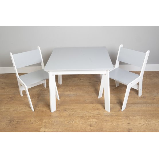 Ourbaby - Detský stolček a stoličky - šedo-biela