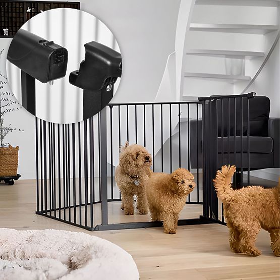 Bránka, ohrádka, ochranná bariéra pre deti a zvieratá, 5 panelov, 60 cm, kov, čierna, ECOTOYS