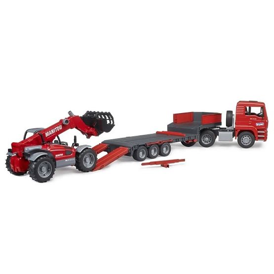 Bruder Nákladné auto s prívesom MAN TGA a teleskopickým nakladačom Manitou