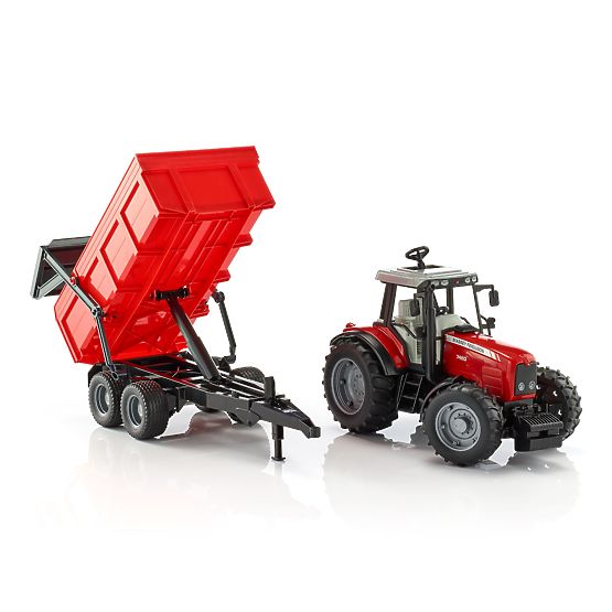 Bruder Traktor MASSEY FERGUSON s vyklápacím vozom červený