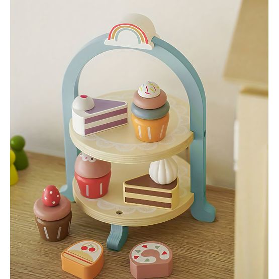 Čajová a kávová súprava s cukrovinkami šálky kanvica tácka podnos ECOTOYS