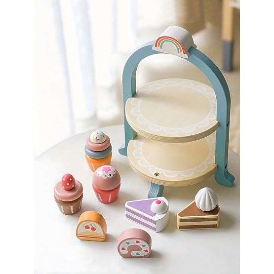 Čajová a kávová súprava s cukrovinkami šálky kanvica tácka podnos ECOTOYS