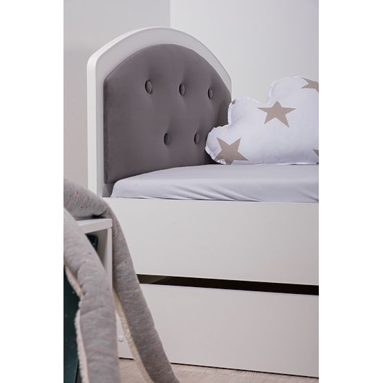 Čalúnená posteľ Luna so zábranou - tmavo sivá