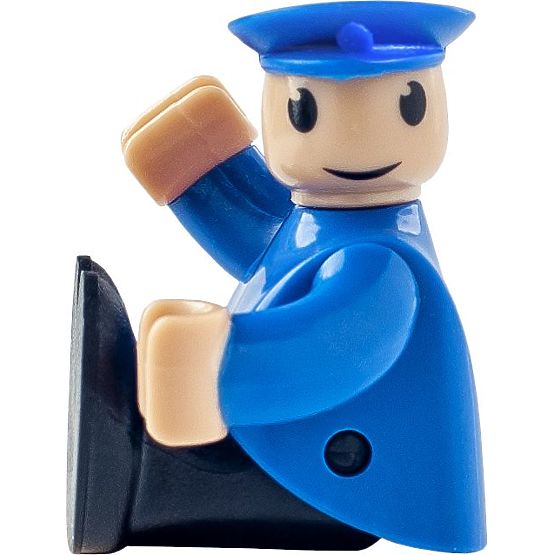 Červená lokomotíva s rušňovodičom na batérie