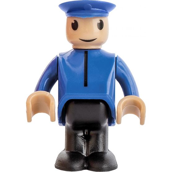 Červená lokomotíva s rušňovodičom na batérie