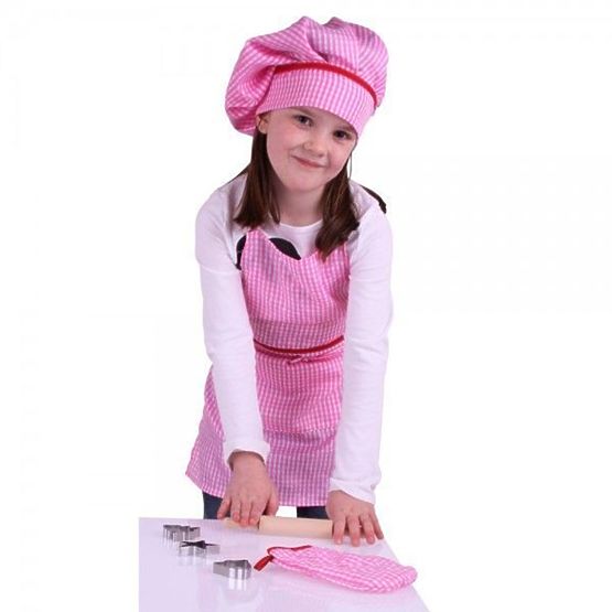 Červený kuchársky set so zásterou