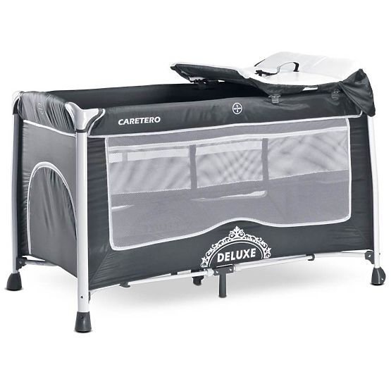 Cestovná postieľka CARETERO Deluxe graphite Sivá