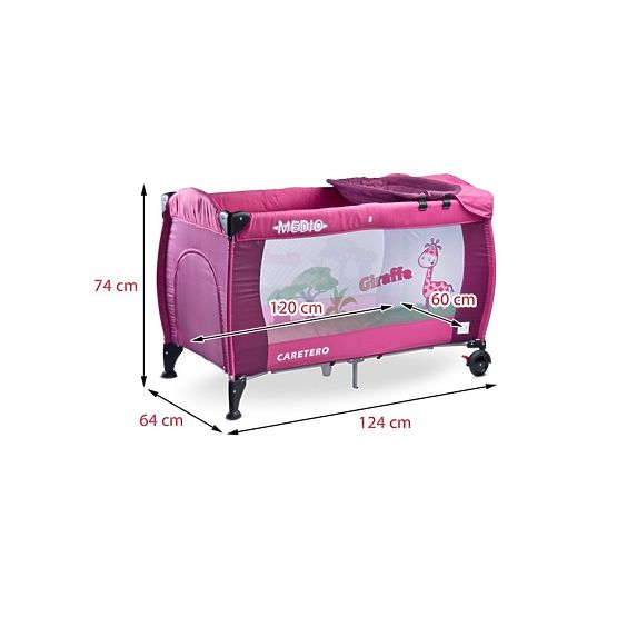 Cestovná postieľka CARETERO Medio grey Sivá