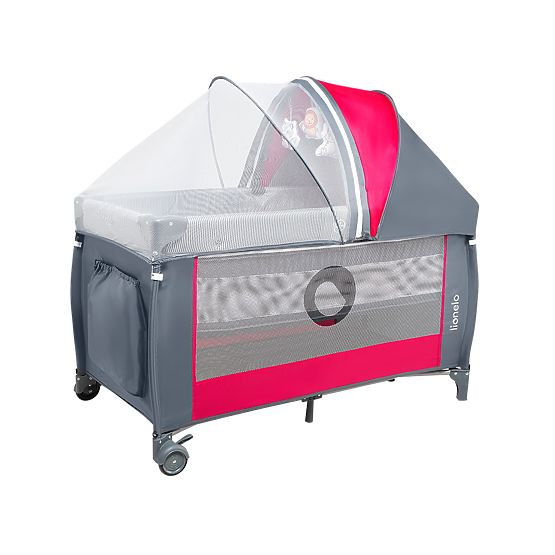 Cestovná postieľka Lionel Sven plus - ružovo-šedá