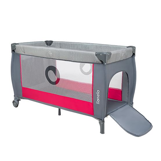 Cestovná postieľka Lionel Sven plus - ružovo-šedá