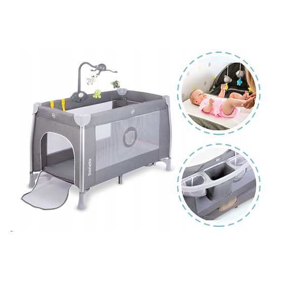 Cestovná postieľka Lionelo Simon - sivá