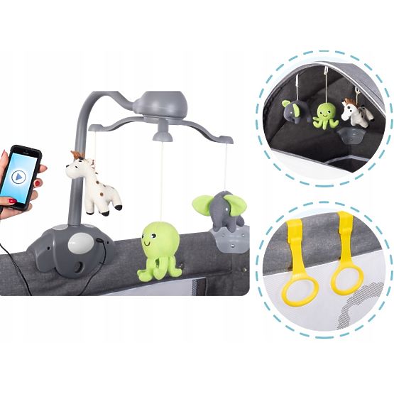 Cestovná postieľka Lionelo Simon - sivá