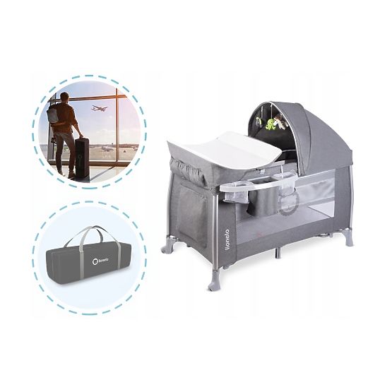 Cestovná postieľka Lionelo Simon - sivá