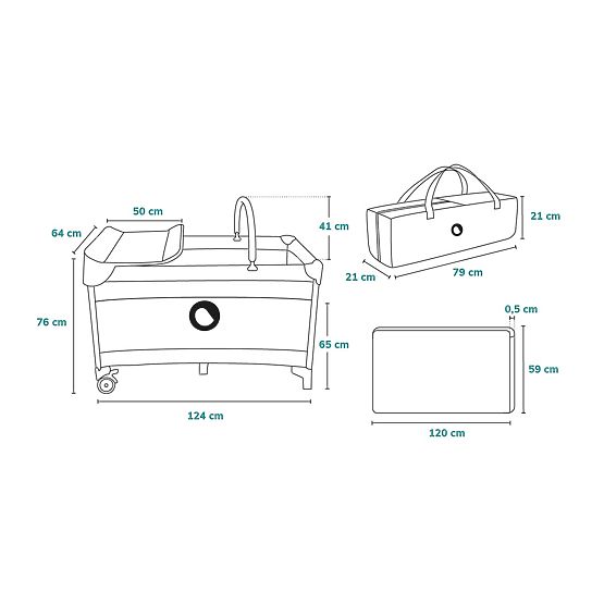 Cestovná postieľka s prebaľovacím pultom - ružová