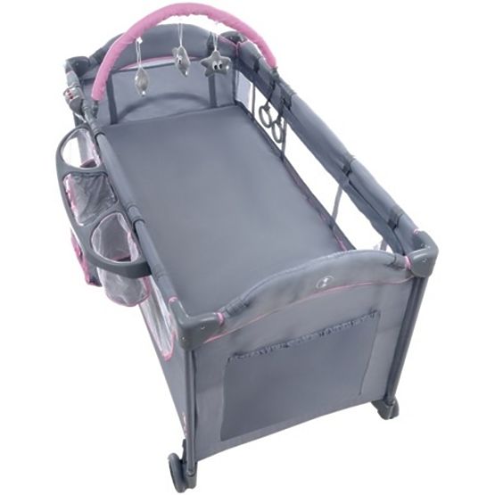 Cestovný postieľka Comfort Plus - šedo-ružová