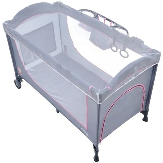 Cestovný postieľka Comfort Plus - šedo-ružová